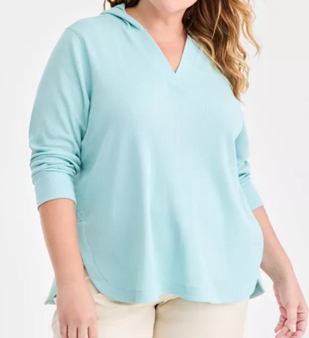 Style & Co, Size 2x. Waffle-Knit Hooded Sweatshirt